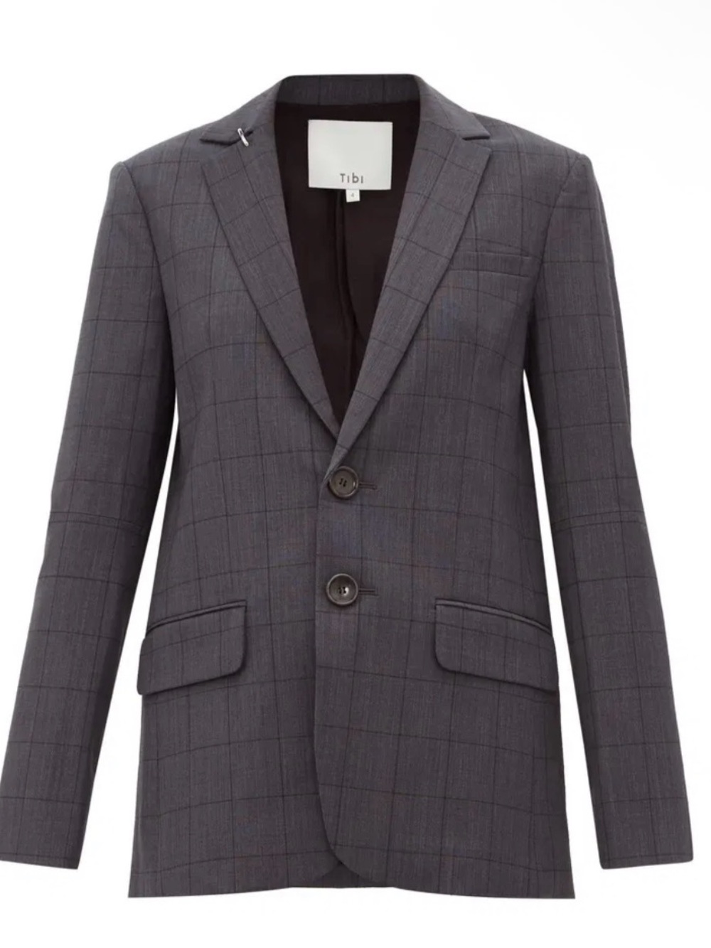 TIBI Windowpane Check Grey Blazer Size 2